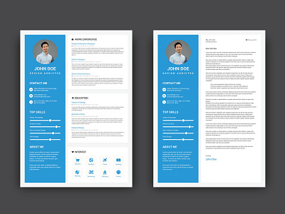 Free Blue CV/Resume Template with Cover Letter blue free free cv template free resume free resume template freebie freebie psd freebies psd resume template