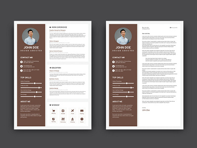 Free Brown CV/Resume Template with Cover Letter brown free free resume free resume template freebie freebie psd freebies photoshop psd resume template