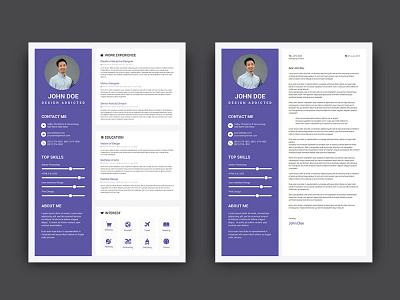 Free Purple CV/Resume Template with Cover Letter free free cv template free resume free resume template freebie freebie psd freebies psd purple resume template