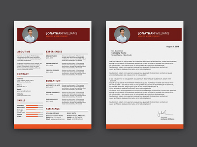 Free Red CV/Resume Template with Cover Letter free free cv free cv template free resume free resume template freebie freebie psd freebies psd resume template