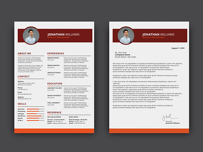 Free Red CV/Resume Template with Cover Letter