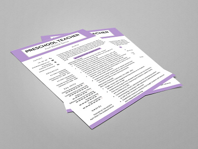 Free Preschool Teacher Resume Template design free free cv free cv template free resume free resume template freebie freebies resume template