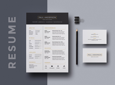 Free Resume Template with Business Card design free free cv free cv template free resume free resume template freebie freebies resume template