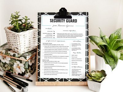 Free Security Guard Resume Template design free free cv free cv template free resume free resume template freebie freebies resume template