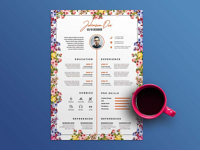 Free Flower Resume Template free free cv free cv template free resume free resume template freebie freebie psd freebies resume template