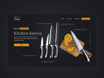 Product landing page for sale knives
