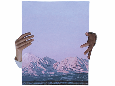 in your hands collage mountains paper