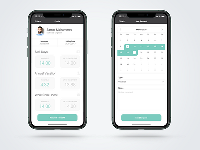 Employee Vacation Tracker app days design employee figma hr management mobile sick time off tracking app vacation workout app