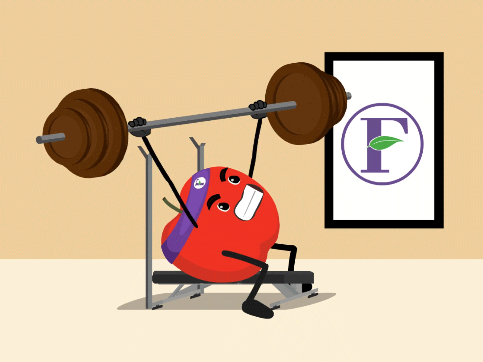 Bench press !!! .ae 2d after effect animation apple bench press branding colors design fruits fruits logo gif gym illustration logo loop motion motion graphics project vector