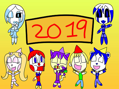 Happy New Year 2019 illustration originalcharater speedpaint