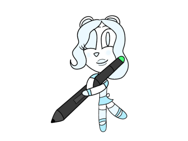 Chibi Polarbearshygirl Holding Digital Pen design characterdesign digital art original character chibi