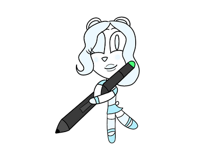 Chibi Polarbearshygirl Holding Digital Pen characterdesign chibi design digital art original character