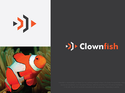 Clown Fish Minimal Logo Design app branding clownfish creative design fish logo icon logo logodesign minimalist logo typeface vector weblogo