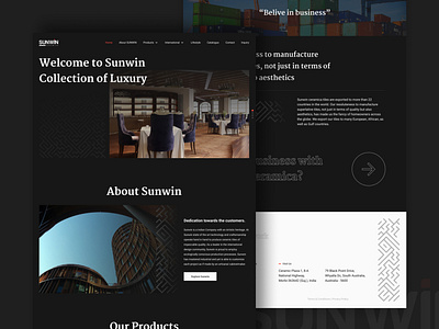 Website Design - SUNWIN Ceramica ceramic dark theme design development dynamic website graphic design logo typography ui ux web website