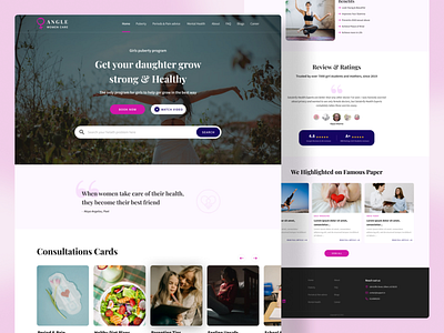 Angel Women Care - Web background blue branding design health landing page medical pink ui ux vector website women