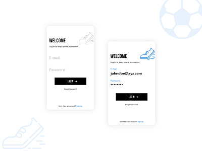 Sports Accessories App app black blue entry module football gray login nike shoes signup ui ui ux uidesign ux