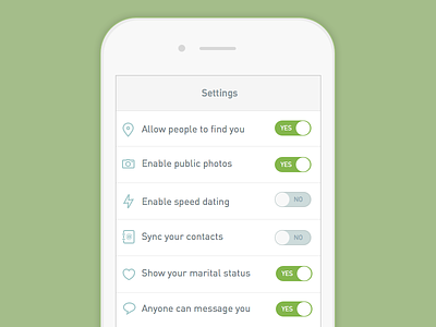 DailyUI 007: settings 007 app dailyui dating icon ios