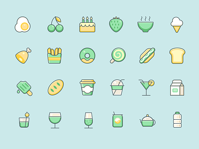 Foods And Drinks cake cocktail drink food ice-cream icon icons