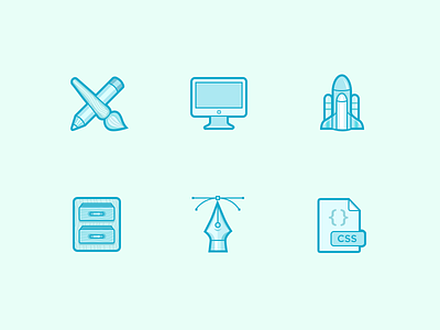 Experiment brush css drawer icons pen pencil rocket spaceship vector