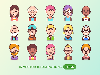 Free vector illustrations avatar characters female free freebie illustrations male pictures profile race vector