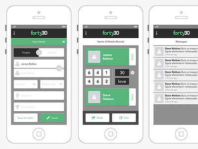 Forty30 App Preview 2 app flat flat ui forty30 mobile tennis ui ux
