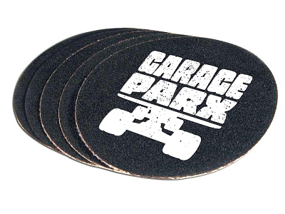 Garage Parx logo on grip tape sticker branding design grip tape logo skateboard sticker