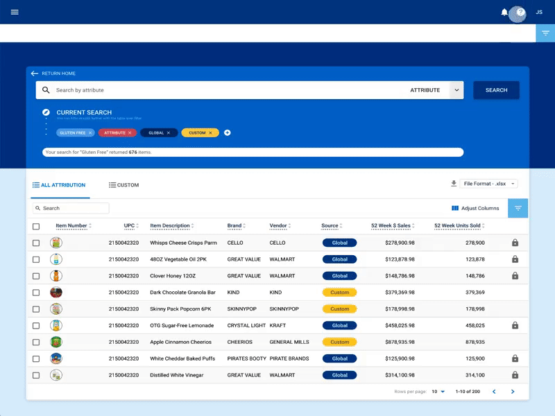 Type Ahead Search and Data Segmentation Concept data data table enterprise product design search ux visualization