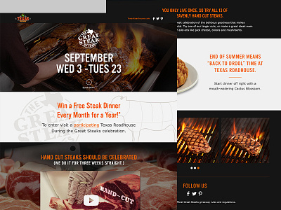 Texas Roadhouse Great Steak of Texas Landing Page event giveaway landingpage meat meatlover onepage responsive steak ui ux web webdesign