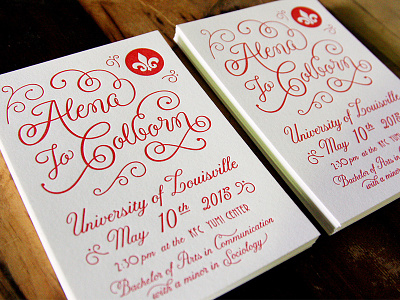 Alena's Graduation Invitations customlettering customletterpress graduation invitations lettering letterpress louisville
