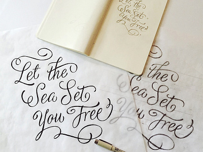 Let The Sea Set You Free - Hand Lettering Process