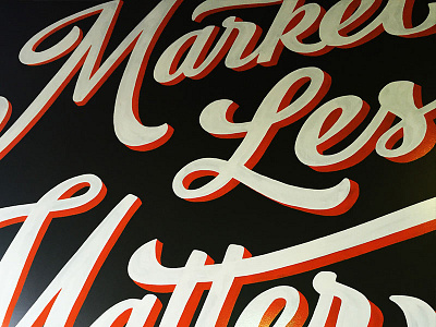 Market Less Matter More Lettering Mural agency creativespace handlettering handpainted lettering marketing mural oneshot workspace