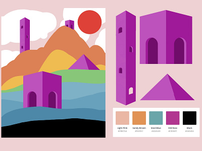 Watchtowers design flat illustration vector