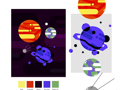 Lil planets poster dissection design flat illustration vector web
