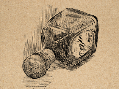 Drawing of a tequila bottle