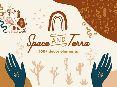 Space & Terra Modern Abstract Set abstract boho illustration modern neutral palette pastel shapes terracotta vector
