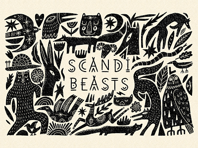 Scandi Beasts Bundle abstract animal art bear boho bundle clipart cute cute art design doodle folk fox illustrations scandi scandinavian style set simple sketch stylized vector