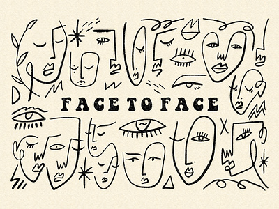 Face To Face Bundle abstract boho faces modern neutral pastel picasso vintage