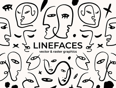 Linefaces Bundle abstract boho bundle illustration line faces minimalist modern modern abstract neutral one line art vector woman faces