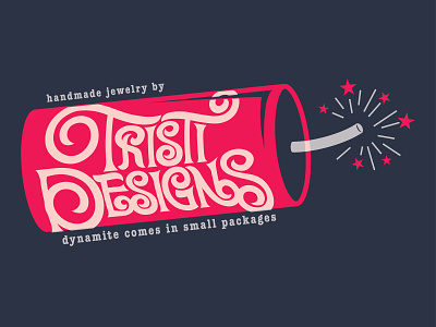 Tristi Designs logo dynamite handmade lettering logo swirls swirly typography
