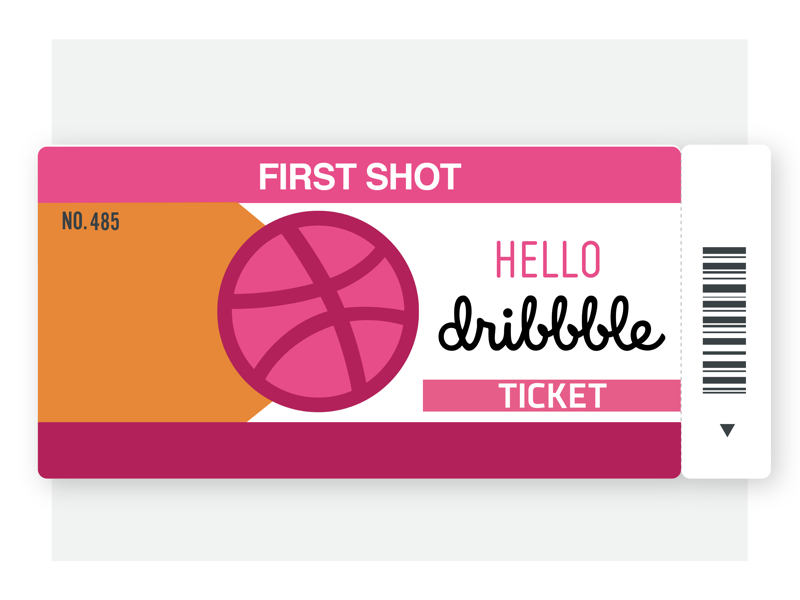 Hello Dribbble. design invitation debut flat illustration ball hello dribbble first shot basketball