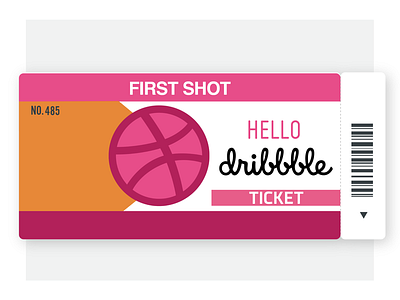 Hello Dribbble. ball basketball debut design first shot flat hello dribbble illustration invitation