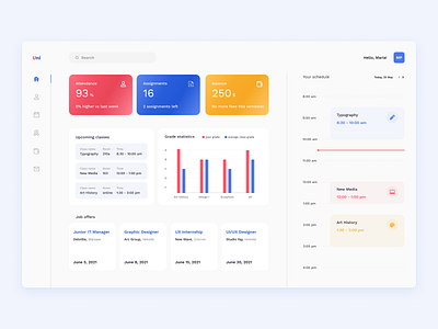 Uni dashboard app design dashboard design dashboard ui schedule dashboard school app school dashboard statistics student app student profile task management app typography university university dashboard