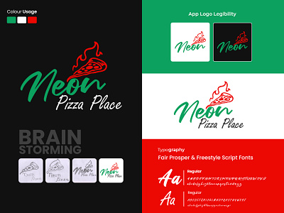 Neon Pizza Place Logo Design. branding design graphic design illustration logo typography virtualcoders