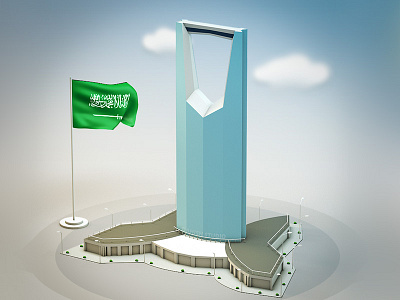 Low poly Kingdom Tower 3d animation art c4d dahish flag kingdom ksa low lowpoly national nationalday poly saudi tower