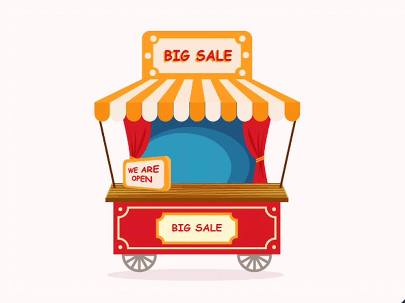 Flat Booth adobe booth cart color design flat game illustrator vector