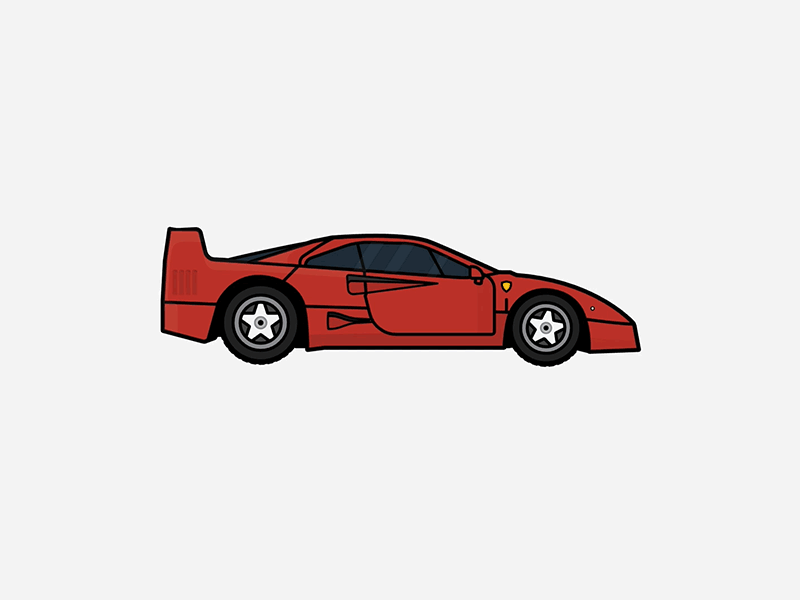 Ferrari F40 animation auto car design f40 ferrari ferrarif40 flat icon illustration sportscar svg svg animation