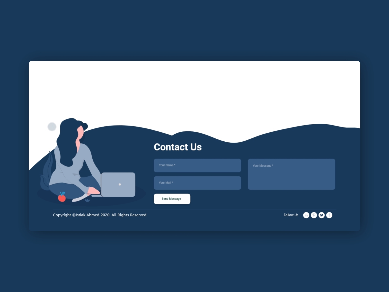 Contact Page screen design idea #316: Footer Design