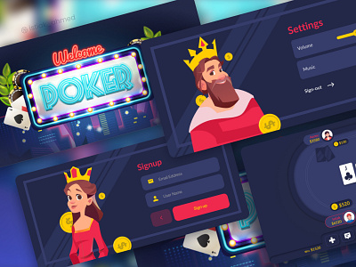 Online Poker Casino App - Landscape Version app design application card casino design game design interface mobile app mobile app design online casino online game poker card ui ui deisgn ui design ui ux user experience user interface user interface design ux