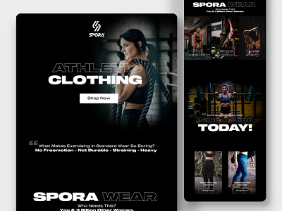 Fitness Clothing Landing page bodybuilding coach email template fitness fitness club gym health homepage landing page lifestyle training ui ui design ux design webdesign website weightloss workout yoga