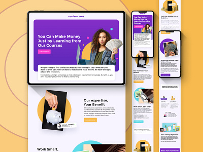 Learn and Earn with Rearteeen - Responsive design classroom clean design e learning education education landing page landing page minimal online class online course online education responsive school student tutor website